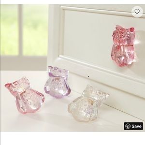 12 pottery barn kids crystal owl knobs- all pink